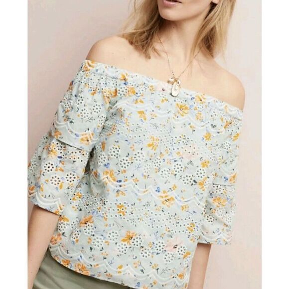 NWOT Laia Ashtabula Embroidered Floral Off The Shoulder Blouse - Picture 2 of 6